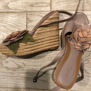 Kalliste Leather Flower Art Wedge Heeled Espadrilles Made in Italy